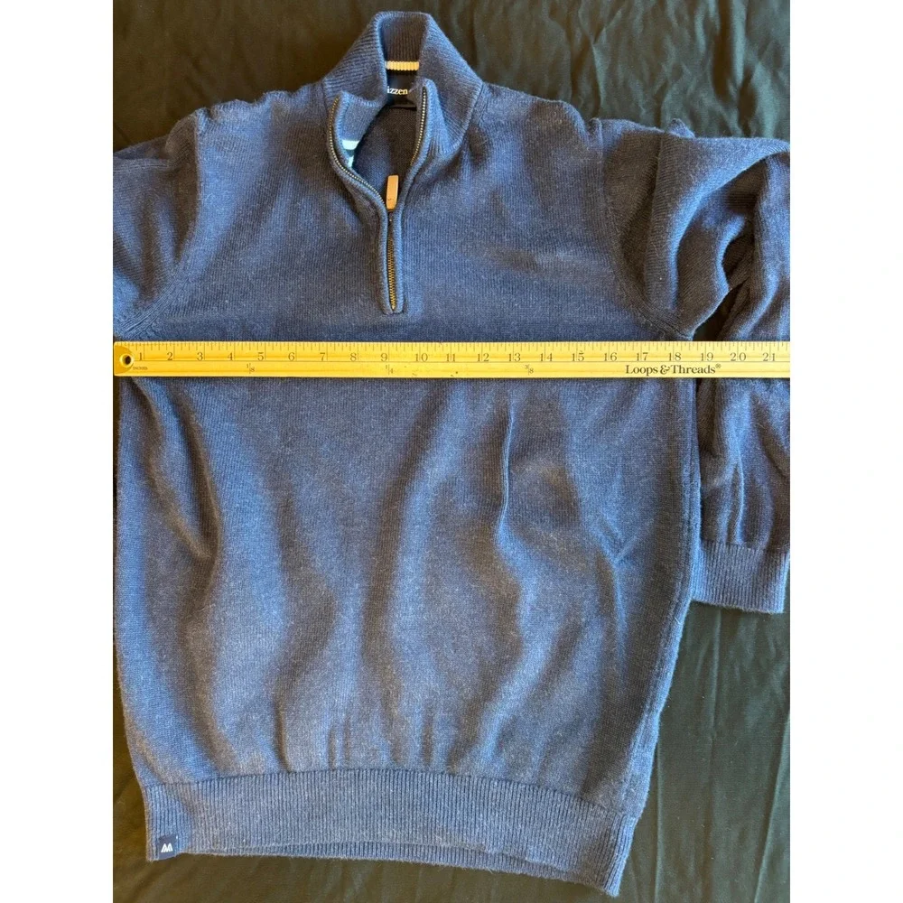 Mizzen + Main Mens Blue Heather Quarter Zip Pullover Sweater Size M RN157281